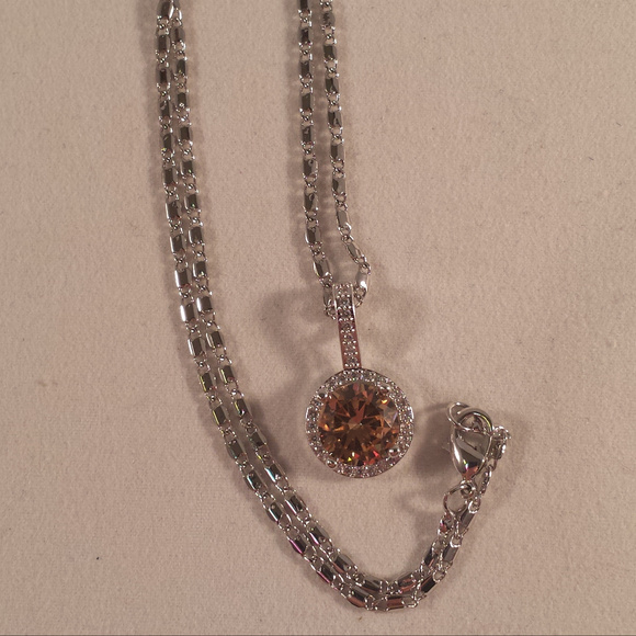 18K White Gold Filled Morganite Diamond Zircon Pendant Necklace 2.75ctw Gift - Picture 2 of 4